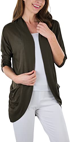 Image of ToBeInStyle Womens Open Front Casual Shrug Lightweight Layering Cardigan Sleeveless or Short Sleeve