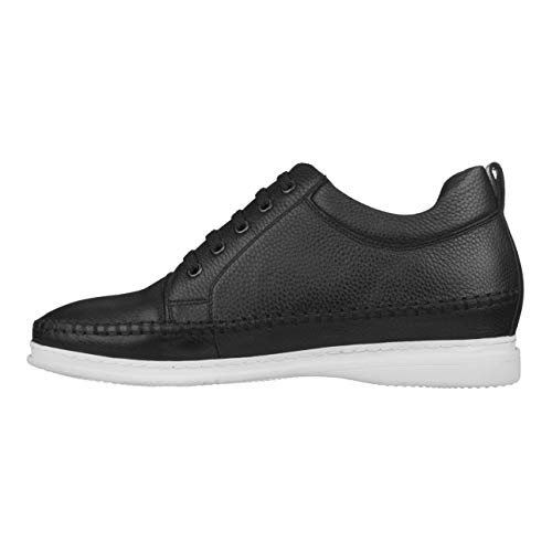 Image of CALTO Men's Invisible Height Increasing Elevator Shoes - Black Leather Lace-up Casual Fashion Sneakers - 3 Inches Taller - S4311 - Size 9 D(M) US