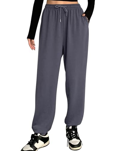 ASIMOON Womens Sweatpants Casual Loose Joggers Breathable Yoga Running Workout Lounge Pants with Pockets S Grey