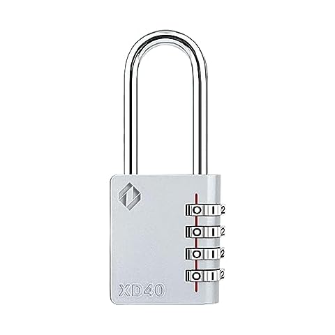 Zarker XD40L 4-Digit Long Shackle Combination Padlock, Gray, 1-Pack Cover