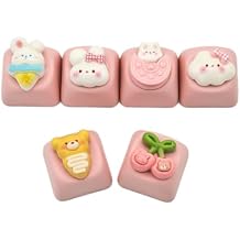 6PCS Cute Custom Keycaps - Cartoon Rabbit Bear Keycap Replacement Key for Cherry MX Mechanical Keyboards, Decoration for Computer Gaming Keyboards