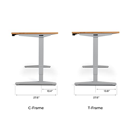 Image of UPLIFT DESK Walnut Butcher Block (48 x 24 inch) Standing Desk 2-Leg V2-Commercial Adjustable Stand Up C-Frame (White), Advanced Keypad, Wire Grommets, Wire Tray, Rocker Board