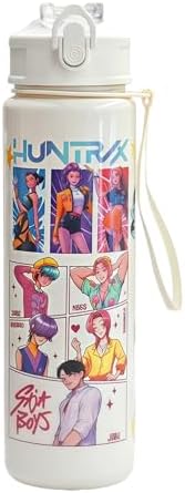 K.Pop D.e.mon Hunters Officially Licensed Huntrix Water Bottle for Girls, 25oz Leak Proof with Straw Lid, Gifts for Girls (White) image 5