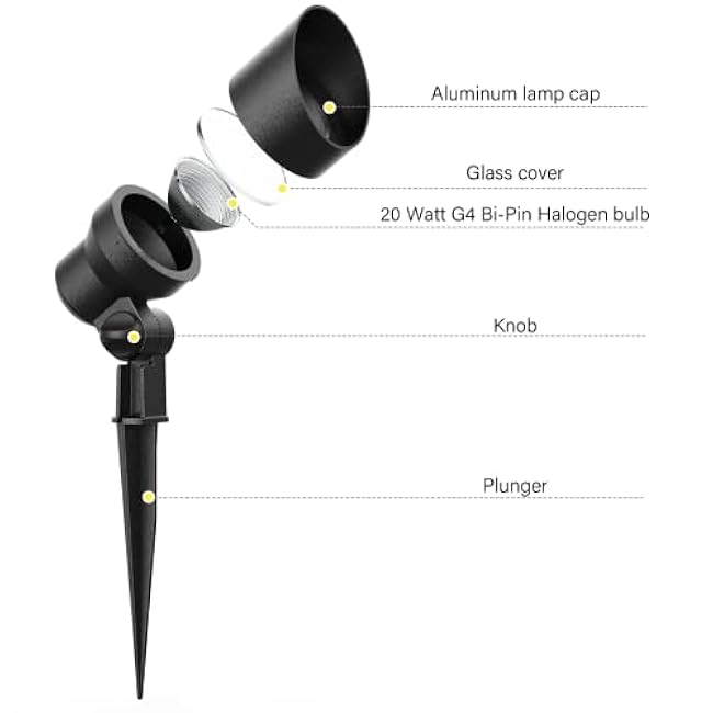 Malibu Low Voltage Landscape Lighting 20W Outdoor Spotlight Outdoor Weatherproof Lights for Low Voltage Landscape Lighting Floodlight Driveway, Yard, Lawn, Flood, Garden