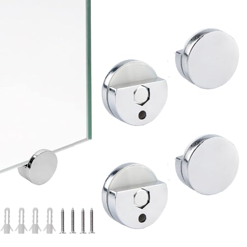 4 pezzi Ganci per Specchio a Muro, Appendi Specchio Clip per Specchio Supporto Vetro Clip in Lega di Zinco Kit di Fissaggio a Parete per Specchio e Vetro Spessi 5 mm, con Tasselli e Viti