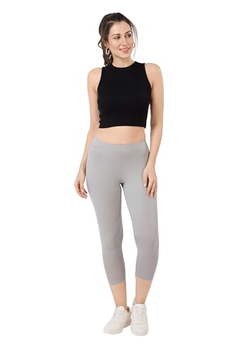 Image of TRASA Tailored Cut & Classic Fit Stretchable Cotton Fabric Mid-Rise Skinny Fit High Ankle Length /Cropped Length Leggings for Women, Available Size - M, L, XL, 2XL, 3XL, 4XL, 5XL