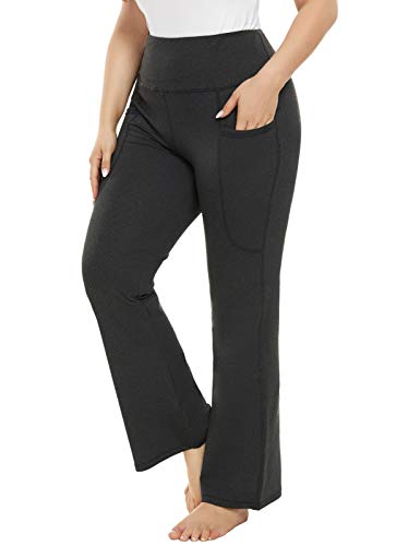 Bootcut Yoga Pants with Pockets, High Waist Bootleg Pants, Workout Pants for Women 18W Grey