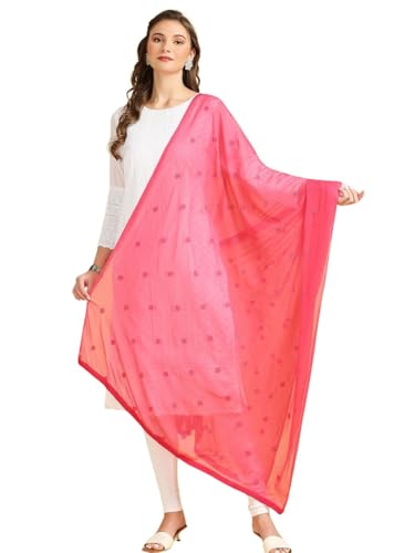 Image of DUPATTA BAZAAR Women's Embroidered Chiffon Dupatta with Delicate Sequins