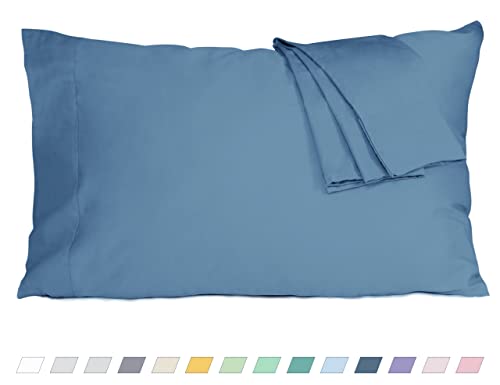 Pillow Cases, Standard Queen Size Cotton Percale Weave Pillowcases, Pre-Shrunk Breathable and Hypoallergenic Pillowcases, Set of 2 (2 Piece Standard/Queen 20 Inch x 30 Inch, Moonlight Blue)