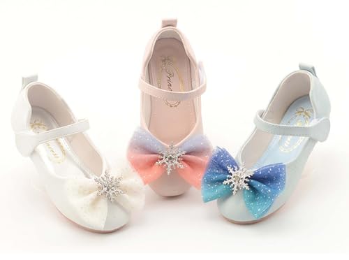 Girls Princess Shoes Fashion Bowknot Soft Non-Slip Comfortable Snowflake Crystal Leather Shoes Wedding Party Cosplay4