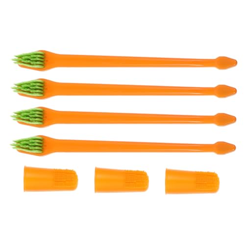 BCOATH Dog Toothbrushes 7pcs Pet Oral Care Kit Double-Ended Brush Non-Slip Grip Doggy Cleaning