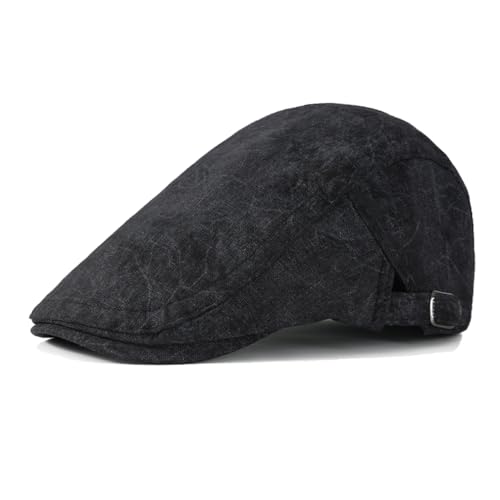 Image of Quanhaigou Unisex Denim Newsboy Hats Flat Ivy Gatsby Cabbie Driving Berets Hat Cotton Dad Cap for Men Women