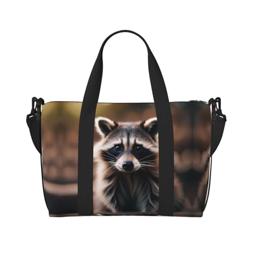 Travel Duffle Bag Weekender Bag Carry On Tote Bag Sport Gym Bag for Women Men cute raccoon (1) Print