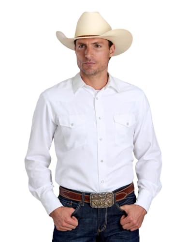 ROPER Western Shirt Mens Snap L/S Solid 3XL White 01-001-0145-0371 WH