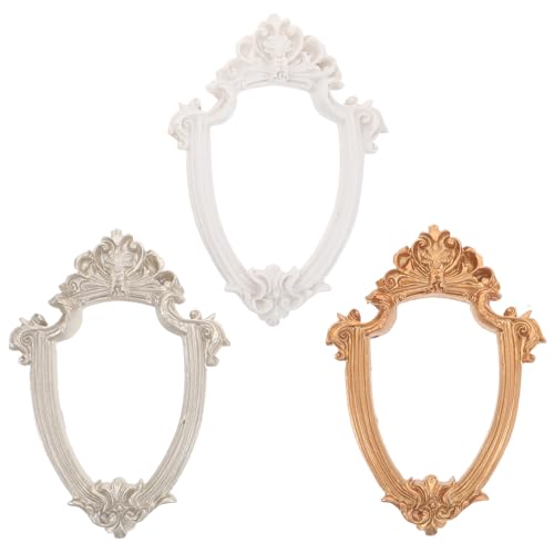 Alasum 3 Piezas Marco de Fotos Miniatura Vintage Estilo Europeo de Resina Textura Delicada para Montaje DIY Adecuado para Fotografía y Ambientación en Interacción Familiar