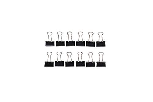 MAUL original mauly Klemmer (12 Stück) 15 mm | Befestigung mit 5 mm zum Klemmen von bis zu 50 Blatt Papier | vielseitig einsetzbar im Büro, als Küchen Gadgets und im Haushalt | Schwarz