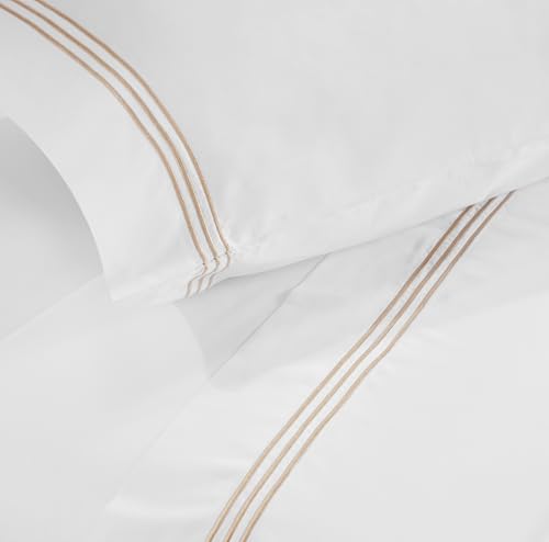 Housse de couette coton brodé lit double housse douce et 2 taies