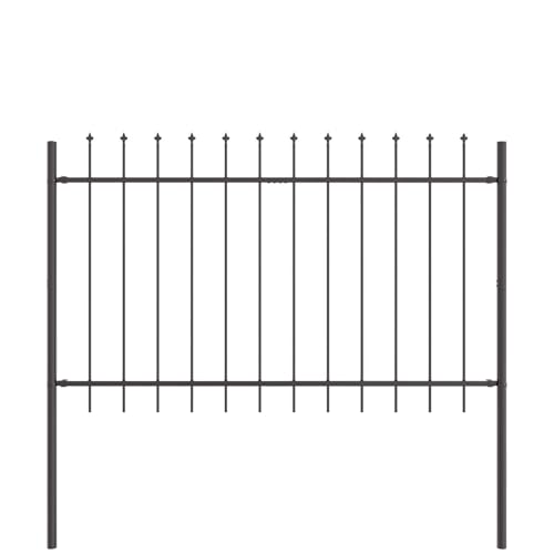 vidaXL Gartenzaun Grau 6.8 x 1.2 m Pulverbeschichteter Stahl, Garten- & Terrassenzaun, stabiler rechteckiger Sichtschutz, Outdoor-Schutz, Abgrenzung für deinen Garten
