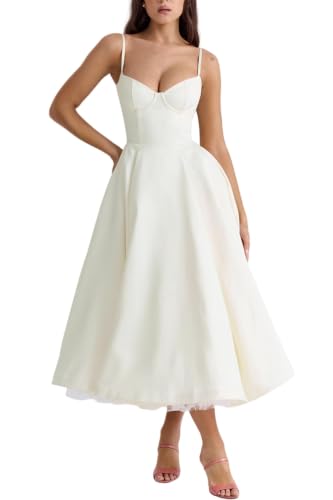 Robe corset midi chic et élégante pour femme avec poches pratiques