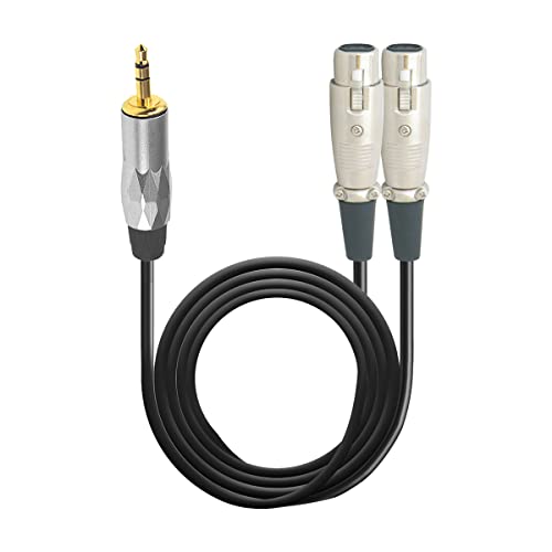 Image of MX RCA Cable AUX to RCA Y Splitter Cable To 2 Rca Stereo Audio Cable PERENT (3.5mm to Dual 3-Pin Female XLR Mic Cable, 5 METER), Black