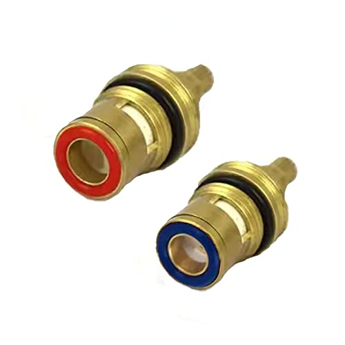 Faucet Valves, Brass Ceramic Stem Disc Cartridge Replacement Quarter Turn 1/2" For Bathroom Kitchen Tap (1 Pair Hot & Cold) #TOP1