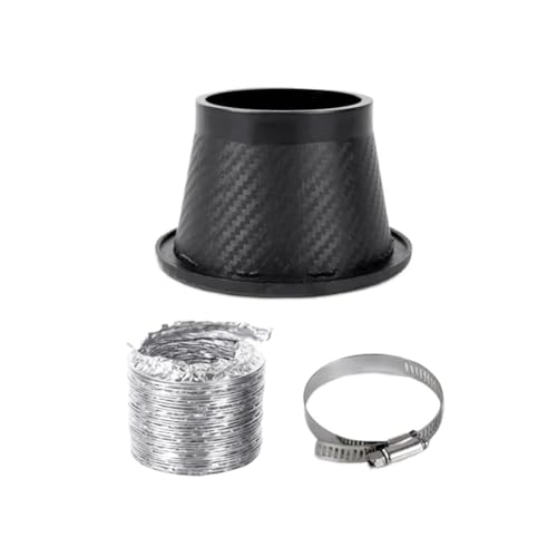 1pcs Universal Car Front Bumper admission air Air Intake Pipe Kit ABS for Turbine Inlet Funnel Carbon Fiber Look(Round)