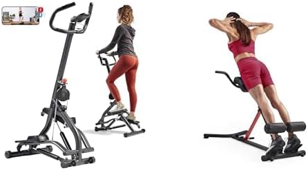 Sunny Health & Fitness Stair Stepper w/Handlebar, Extended Step Range Machine + Unisexs Station-SF-BH620062 Hyperextension Roman Chair with Dip Station