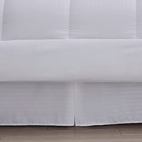 Image of Sweet Home Collection 8 Piece Bed in a Bag with Dobby Stripe Comforter, Sheet Skirt, and Sham Set, Twin, White, 8