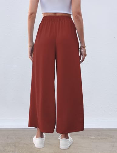 Image of ZJCT Wide Leg Palazzo Pants for Women Summer Beach Pants Flowy Loose Casual Lounge Pajama Yoga Pants with Pockets