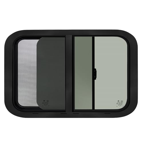 Image of 30 inchW x 20 inchH RV Windows for Cargo Trailer Camper,Tinted Horizontal Sliding | RV Cargo Trailer Camper Window Replacement w /Screen&Trim Ring,Fit 15 /16 inchor 1-3 /8 inch Thick Wall,Allow Error 1 /16 inch,DOT Approved