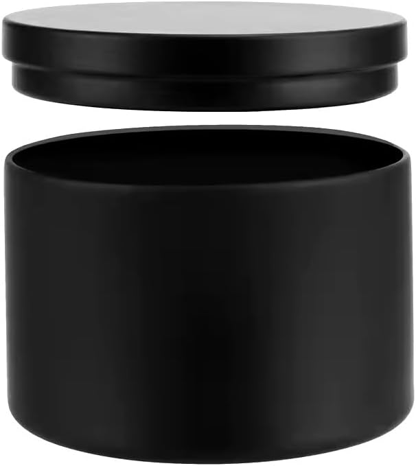 SERENIFY Single Candle Tin, 8 oz(250 gms) capacity, for Making Candles, Candle Jar with Lid,Black Candle Tin,Empty Candle Jar for Making Candles (BLACK)
