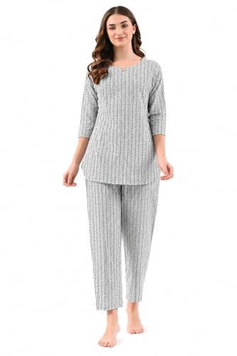 Image of Amazon Brand - Tavasya Women Cotton- Rayon Printed Kurti with Pant Co-Ord Set | Soft Comfortable Straight Fit Ethnic Kurta Set | 3 /4 Sleeves V-Neck Daily, Office & Casual Wear