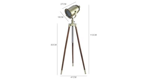Image of PRISTINE INTERIORS Brown Fabric Shade Tripod Floor Lamp with Black Base Silver Metal Shade Tripod Floor Lamp with Beige Base (Amy Gold)