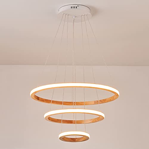 Suspension luminaire bois 3-lights pour plafond de salle à manger et salon