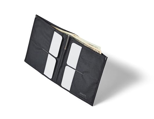 Image of Allett Original Wallet, Jet Black | Nylon, RFID Blocking, Thin Bifold, Minimalistic, Front Pocket | Holds 4-24+ Cards, Bills, Receipts | Wallets for Men & Women