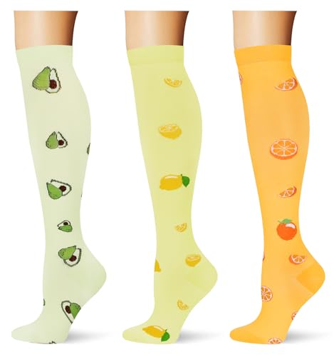 Image of (3 pairs) Compression Socks 20-30 mmHg Long Knee High Socks for Women Men Support Athletic Travel Daily Wear