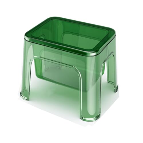YRCHang Taburete de Ducha Acrílico Transparente, Taburetes Bajos con Espacio de Almacenamiento Silla Transparente Impermeable para La Sala De Estar Baño Espacios De Ducha Pequeños(Color:Verde)