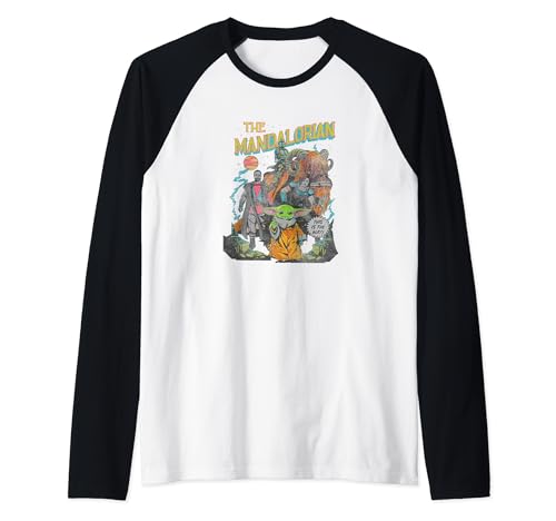 Mandalorian Star Wars t-shirt baseball raglan avec l'équipage complet pour passionné