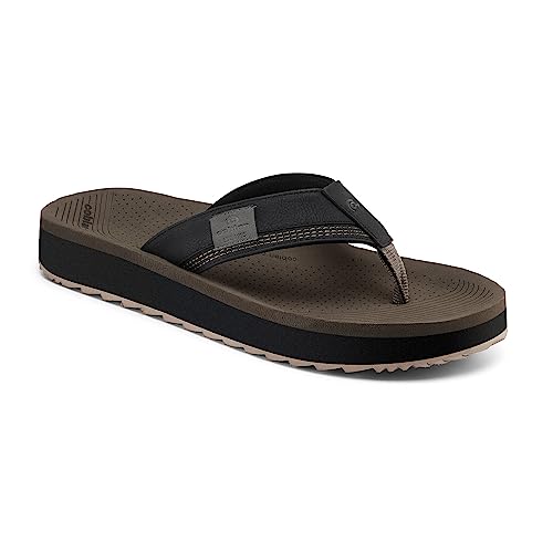 Cobian Men’s Roca Rise Synthetic Leather Strap Flip-Flop Sandals