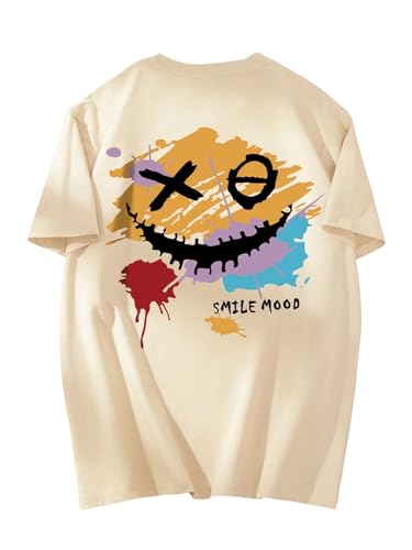 WDIRARA Men's Graphic Print Crew Neck Y2K T Shirts Short Sleeve Streetwear Summer Fashion Tops