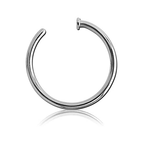 JEWEL BARREL Open Nose Ring Hoop Stud Thin Small Surgical Steel Septum Piercing Body Jewellery 6mm -10mm Silver Gold Rose Gold Black Rainbow Choose Colour and Size (Silver, 6) Cover