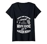 Photo Gallery donna yeah die sonne scheint ich zocke in - pantaloni corti zocker maglietta con collo a v Photo Gallery donna yeah die sonne scheint ich zocke in - pantaloni corti zocker maglietta con collo a v