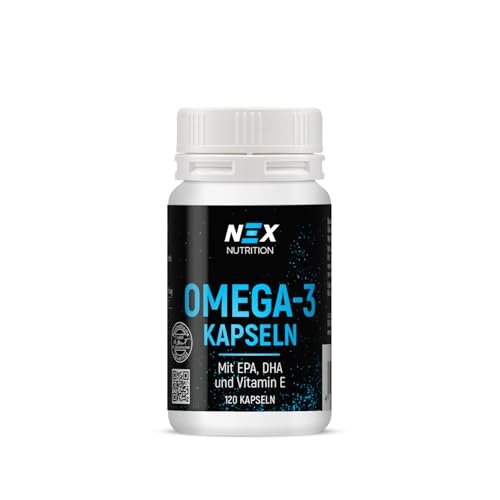 NEX Omega-3 Kapseln Fischöl | 528 mg EPA & 351 mg DHA pro Tagesdosis | mit 30 mg natürlichem Vitamin E | Zellschutz & Herzfunktion | ohne Zusatzstoffe | 120 Kapseln (1) NEX Omega-3 Kapseln Fischöl | 528 mg EPA & 351 mg DHA pro Tagesdosis | mit 30 mg natürlichem Vitamin E | Zellschutz & Herzfunktion | ohne Zusatzstoffe | 120 Kapseln (1)