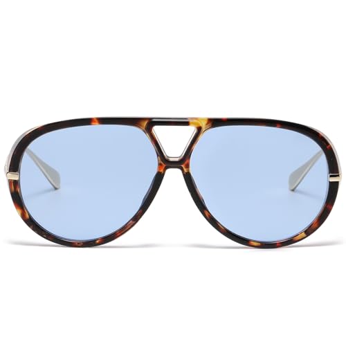 LASPOR Trendy Oversized Aviator Sunglasses for Women Men Large Vintage Shades