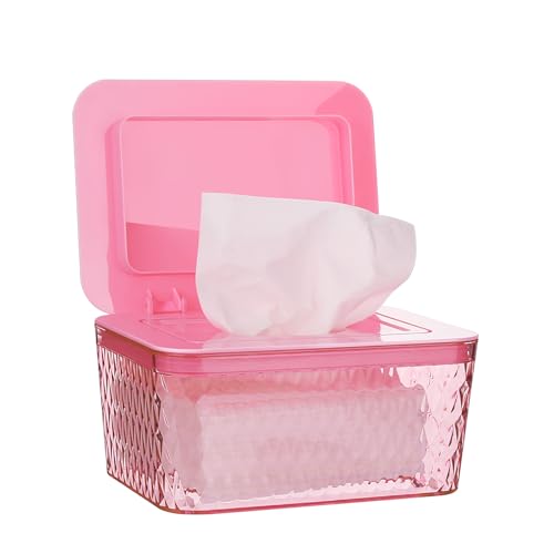 Image of Whiidoom Wipes Dispenser, One-Handed Operation Wipe Holder for Baby & Adult, Seal-Designed Wipes Container for Bathroom Keep Diaper Wipes Fresh (Pink)