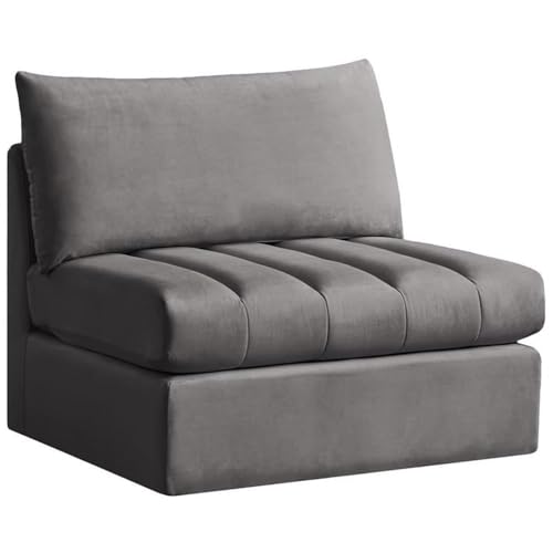Sillón Modular Terciopelo Gris Sin Brazo