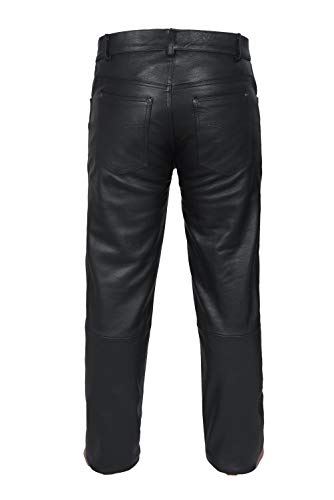 PGS Men\'s Cow Skin Full Grain Motorcycle Heavy Duty Leather Motorbike Pants Racing Riding Biker Black Pant (US, Waist, 44, Regular, Black)
