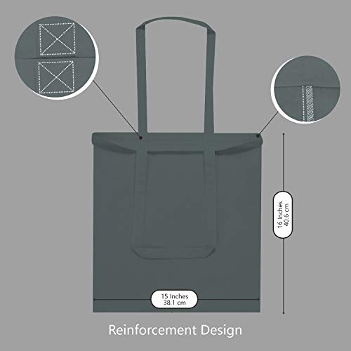 Image of TOPDesign 6-Pack Economical 16 inchx15 inch Grey Cotton Tote Bag, Lightweight Medium Reusable Grocery Shopping Cloth Bags, Suitable for DIY, Advertising, Promotion, Gift, Activity