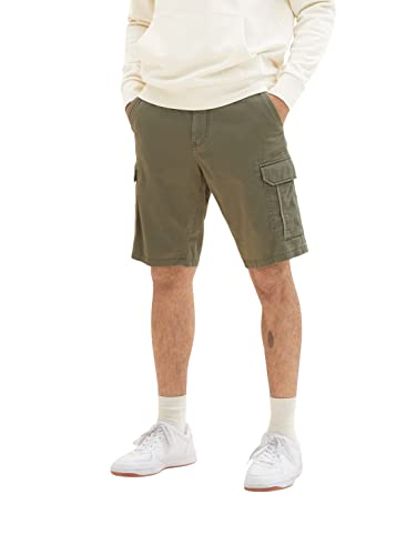TOM TAILOR Herren Bermuda Shorts 1035043, 31268 - Olive Diamond Structure, 28 – Ansicht 1
