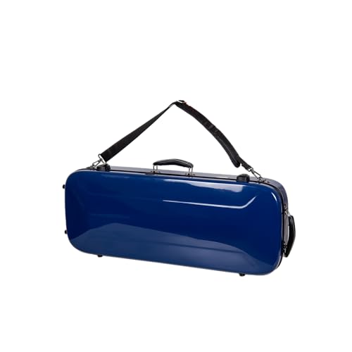 Image of Crossrock Fiberglass Mandolin Case - Oblong for A & F-Style (Universal Fit) | Navy Blue Gloss, Forest Green Velvet, TSA Lock, Hygrometer, Backpack Straps - Pro Travel Series
